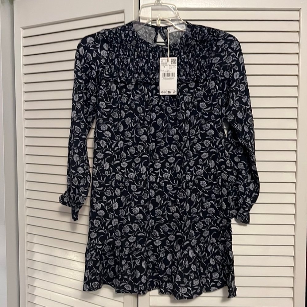 Mango, MNG, Girl's Navy Floral print dress, Size 9, New with Tags